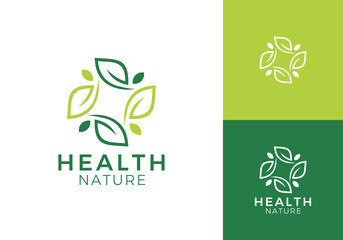 medical leaf logo design. simple modern nature health care symbol vector graphic