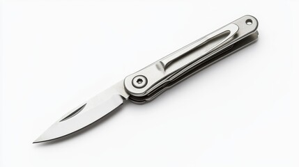 Fototapeta premium Penknife isolate on white background. Modern folding knife.