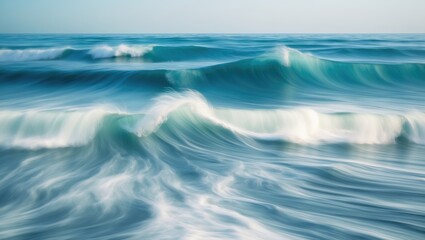 Gentle Ocean Waves in Soft Focus Evoke Tranquility and Serenity in a Dreamy Seascape
