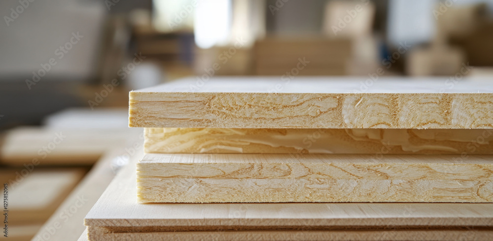 Poster close-up of timber frame materials showcasing detailed wood grain patterns and construction techniqu