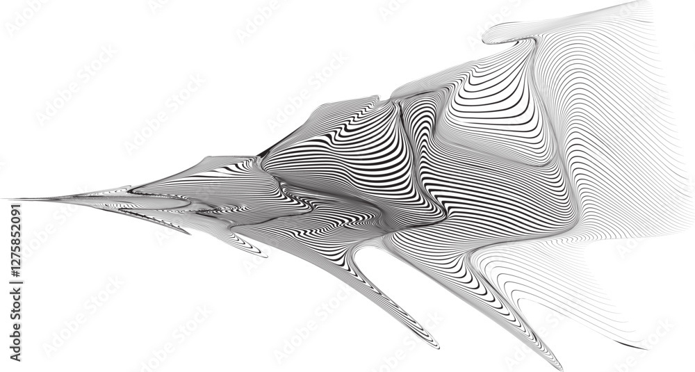 Poster abstract flow lines background . optical illusion art .fluid wavy shape .striped linear pattern . op