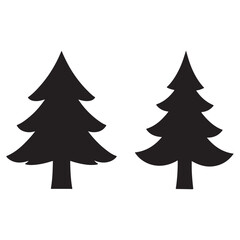 christmas tree icons Black and white vector 