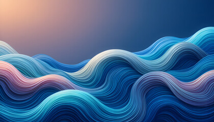 Fototapeta premium noodle wavy background made from illustration art. Various beautiful noodle string. Azure colored curve wave. 