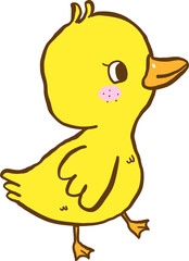 Cute Baby Chicken Cartoon Hand Drawn