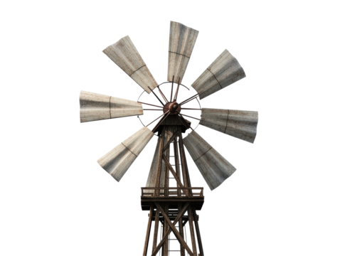 Isolated Vintage Wooden Windmill