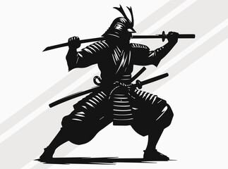 Samurai Silhouette Vector Illustration. Japanese Warrior Clipart and Vector Art for Design