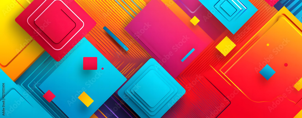 Aufkleber vibrant abstract colorful square pattern background design
