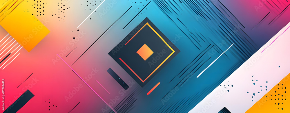 Poster abstract geometric design with vibrant color palette and dynamic lines