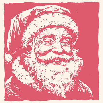 Vector illustration of Santa Claus in a vintage, engraved style. Perfect for Christmas designs, holiday cards, and festive artwork.