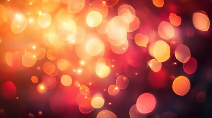 Obraz premium A vibrant abstract background filled with warm glows and soft bokeh lights in shades of orange, red, and gold, creating a romantic and festive mood.