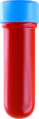 Fototapeta premium Vector 3d glossy glass test tube with red blood seamless in realistic cute style. Bright medical equipment for branding or education.