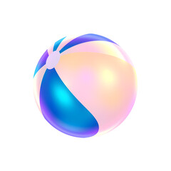 Naklejka premium Beach ball holographic 3D icon. neon symbol vector illustration isolated on white background. Generative AI