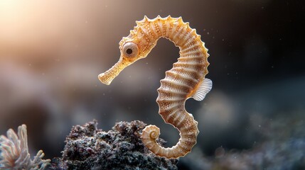 Exploring the Enigmatic Underwater Wonders of the World Featuring a Unique Seahorse on a Rock