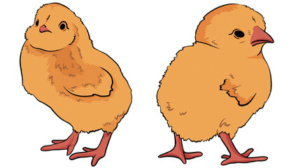 Easter cute cartoon chick chickens isolate on a transparent background. easter, spring illustration