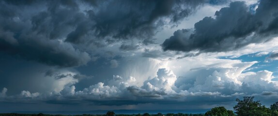 Obraz premium Foreboding Storm Clouds Overhead Before Imminent Rainfall in a Dramatic Skyscape Scene