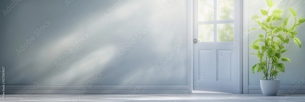 Poster capturing the essence of change in an empty bedroom with a ray of light and a hint of nostalgia