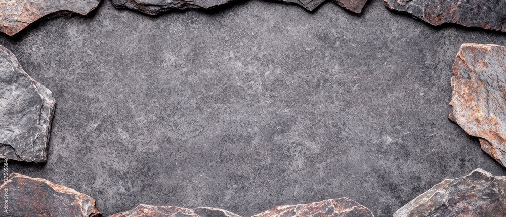 Aufkleber Dark Grey Stone Texture Background with Rough Rock Frame Ideal for Design Projects