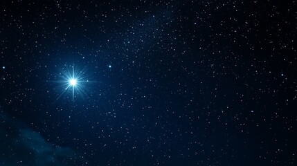Minimalist design of a single bright star in a deep blue-black night sky, clean and elegant.