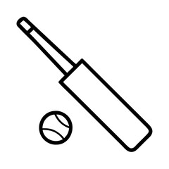 cricket bat and ball icon, cricket bat and ball line art - simple line art of cricket bat and ball, perfect for cricket bat and ball logos and icons