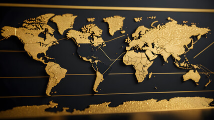 Continent world map. Outline World Map Background. Global network connection.
