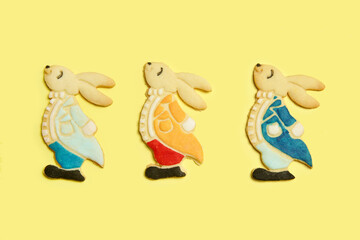 Sweet and buttery handmade Easter sugar cookie, Cute thin homemade biscuits in Easter bunny shape
