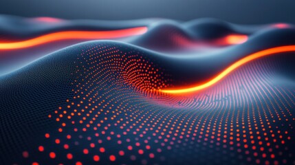 Fototapeta premium Abstract digital wave pattern with glowing orange dots