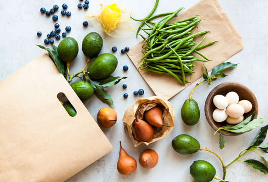 Food packaging grocery shopping bags fruit and vegetables
