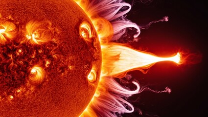 Dramatic solar flare eruption on the sun's surface
