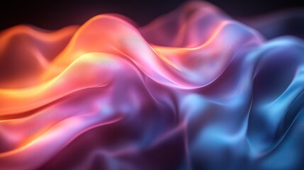 Fototapeta premium Abstract flowing fabric, vibrant hues, dark background, digital art, website banner