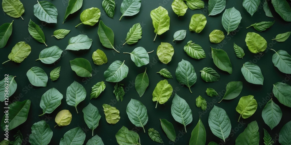 Aufkleber green leaf texture background with varied shapes ideal for nature themes and text placement