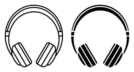 Linear icon. Wireless over ear headphones with comfortable ear pads and a soft headband. Portable gadget for playing music. Simple black and white vector isolated on white background