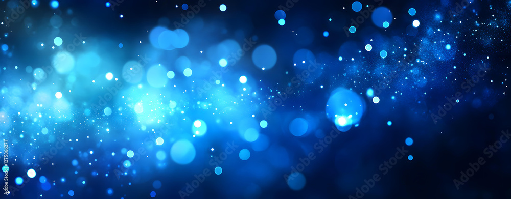 Aufkleber abstract blue bokeh background with sparkling lights and glowing particles