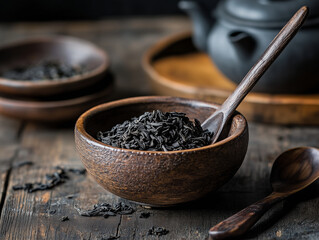 tea ceremony, tea leaves in clay pots