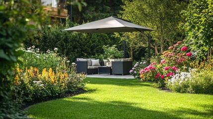 Shoulder stretch performed by a senior couple in a cozy backyard garden. Featuring wellness and longevity