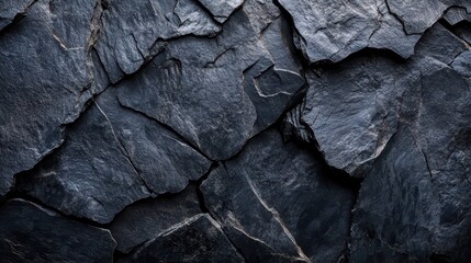 A textured backdrop featuring dark slate rocks with sharp edges and natural fissures, creating an intriguing visual pattern.