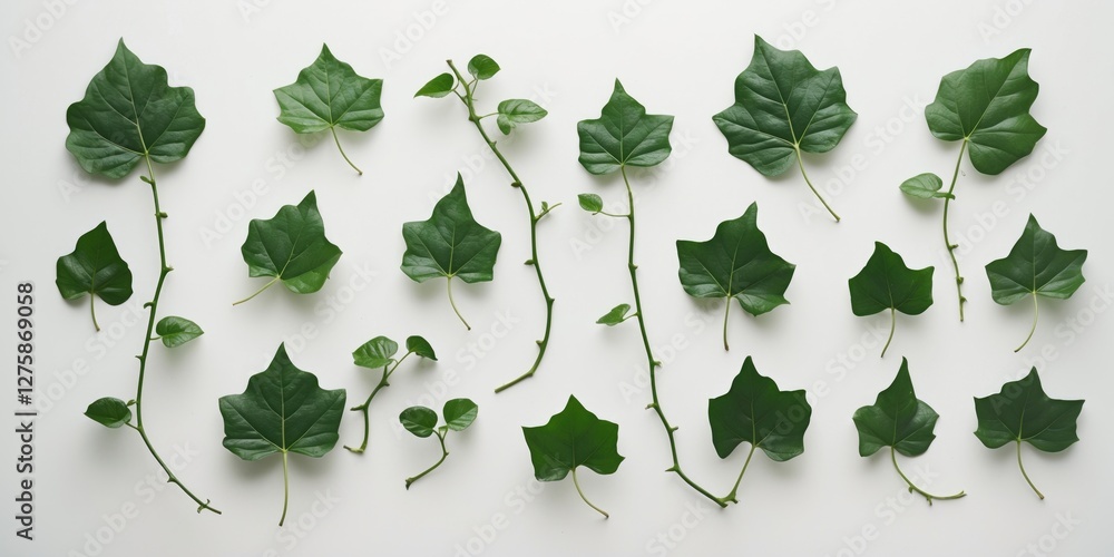 Poster green leaf vine collection isolated on white background with space for text or design elements