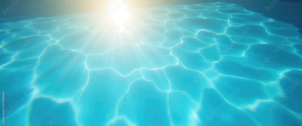Aufkleber sunlight reflections on crystal clear pool water surface calm relaxation scene with space for text a