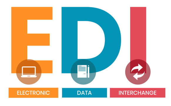 EDI - Electronic Data Interchange acronym. business concept background. vector illustration concept with keywords and icons. lettering illustration with icons for web banner, flyer, landing page
