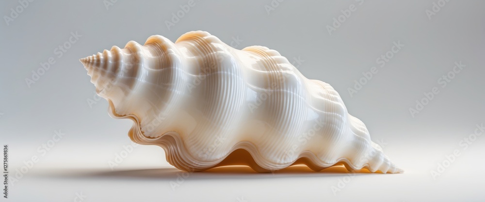 Poster elegant white sea shell on soft background with room for text ideal for marine or coastal themes in 