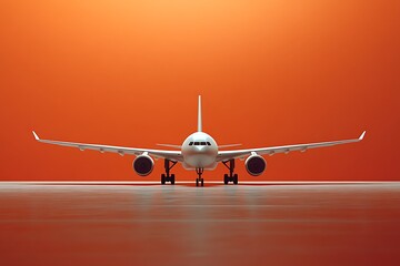 Naklejka premium Airplane on orange background