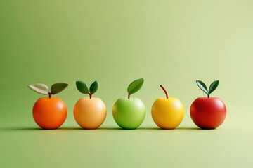 series of cute icons fruits minimalism