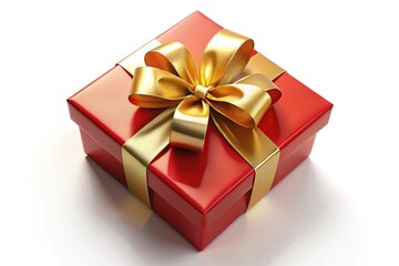 Obraz premium 3D Gift Box with Gold Ribbon and Bow