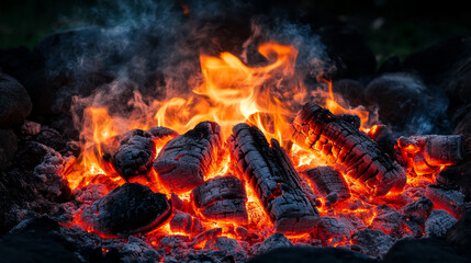 Fire spark overlay with smoke and flame background. Grill heat glow in cloud isolated transparent vector border. Realistic flying red sparkle abstract illustration. Hell bonfire fiery with hot cinder