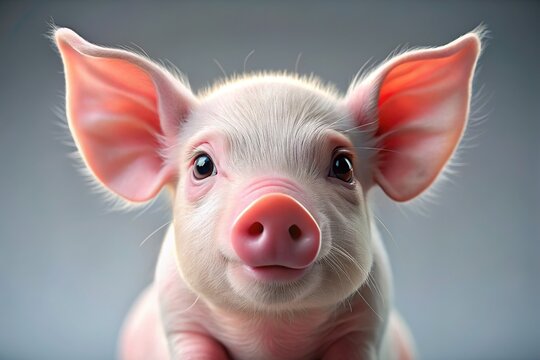 Admirable Pink Piglet Close-up Portrait