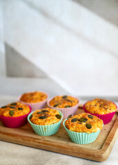 Oat muffins with cottage cheese in silicone molds	
