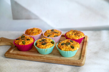 Oat muffins with cottage cheese in silicone molds	
