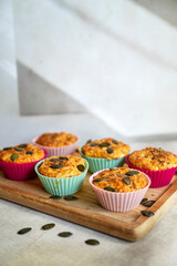 Oat muffins with cottage cheese in silicone molds	
