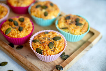 Healthy oat muffins with cottage cheese