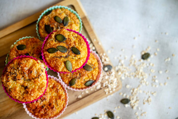 Oat muffins with cottage cheese in silicone molds	
