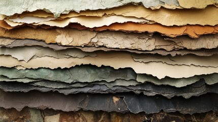 A stunning arrangement of textured, colorful layers of peeling paint in various earthy tones, creating an eye-catching visual display.